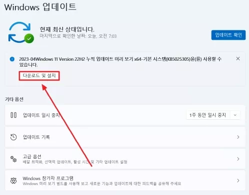 오피스 오류 윈도우 업데이트