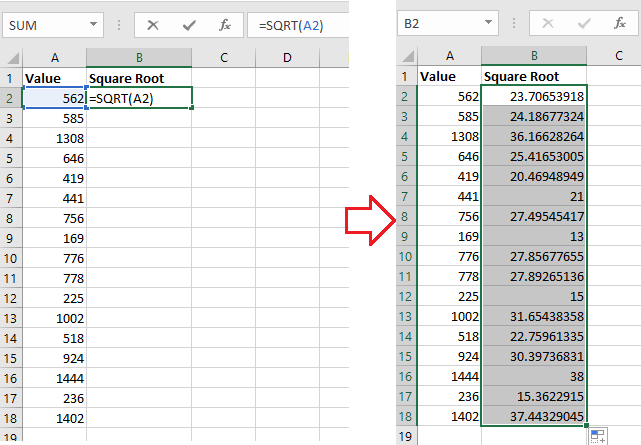 엑셀 루트 계산 자동화 방법